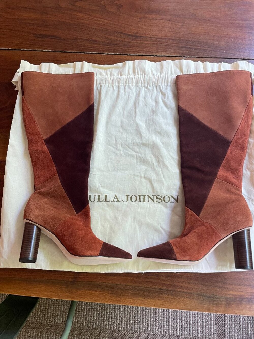 Ulla Johnson colorblock patchwork tall suede boots size 40